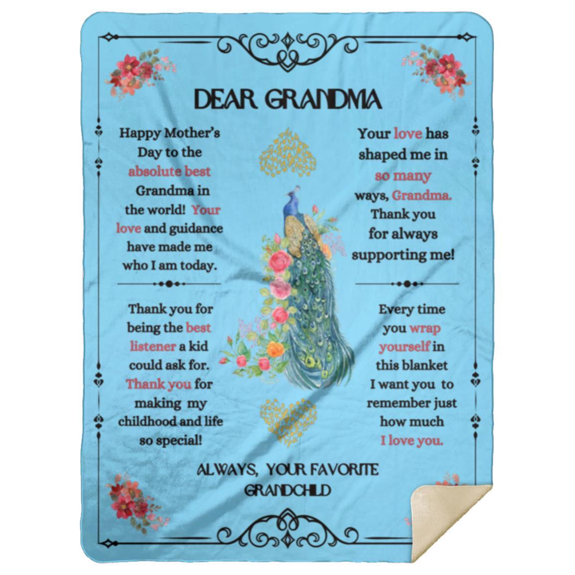 "Dear Grandma" Premium Sherpa Blanket,  60 in x 80 in