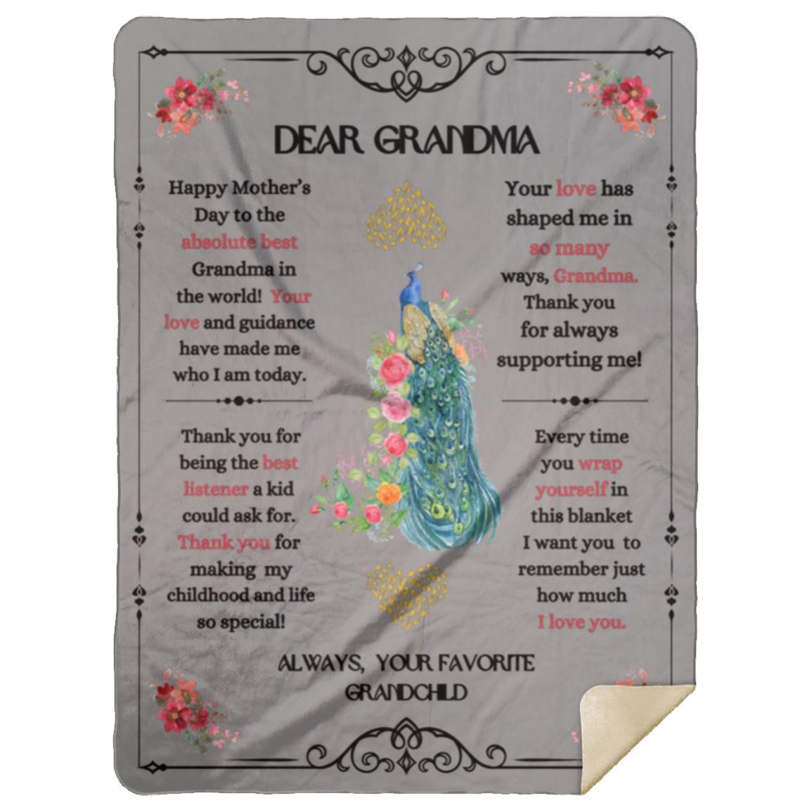 "Dear Grandma" Premium Sherpa Blanket,  60 in x 80 in