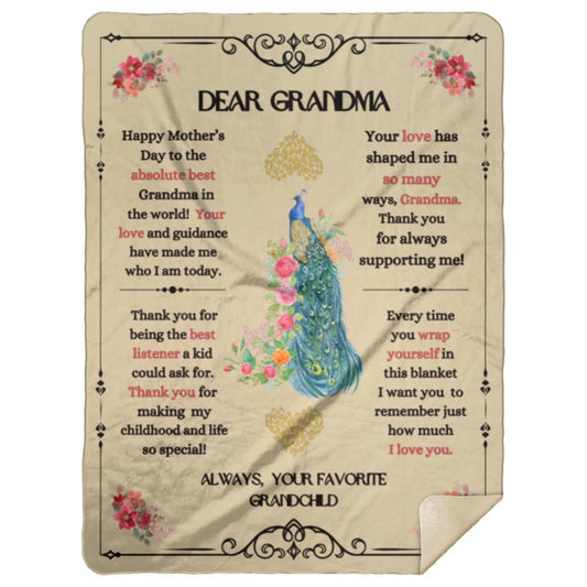 "Dear Grandma" Premium Sherpa Blanket,  60 in x 80 in