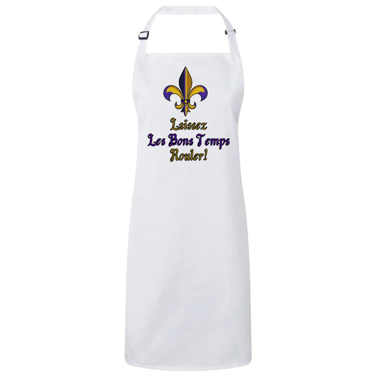 "Laissez Les Bons Temps Rouler", Unisex  Apron-Purple and Gold