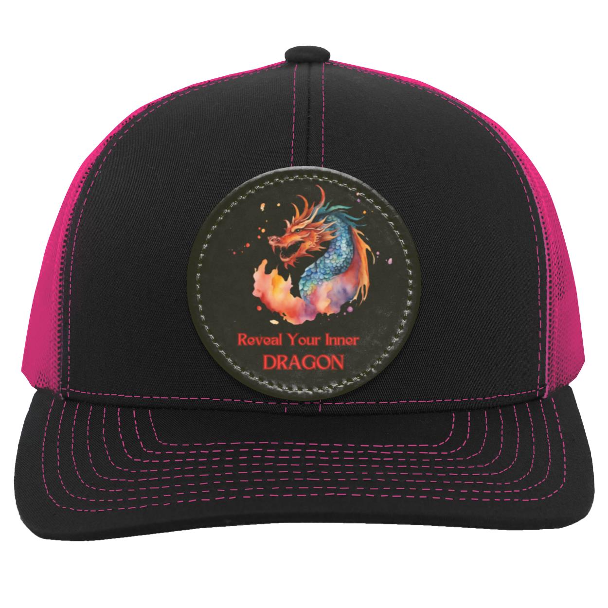 "Reveal Your Inner Dragon" Trucker Snap Back, with Black Vegan Leather Patch