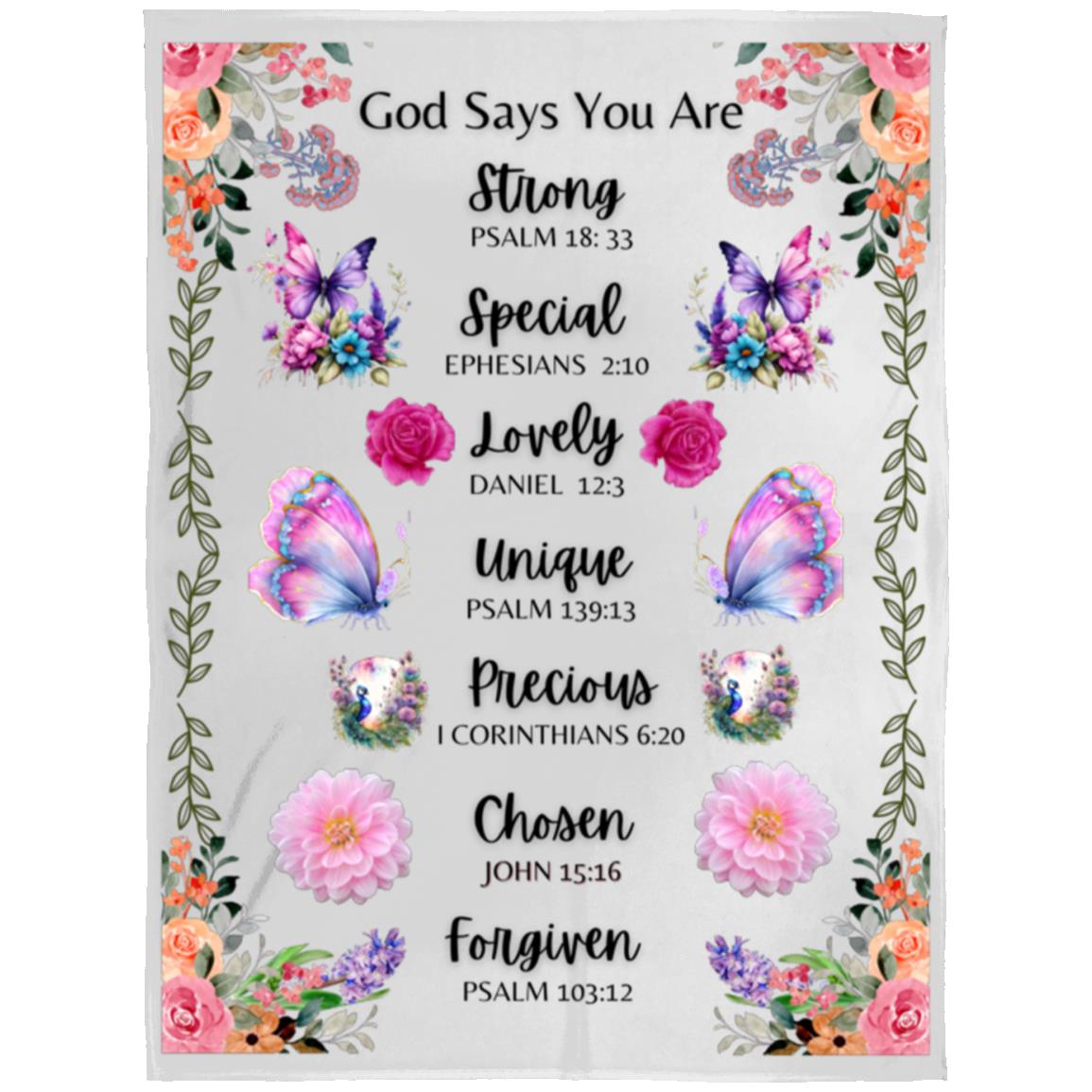 "God Says You Are"- Affirmation, Arctic Fleece Blanket  60 in x 80 in