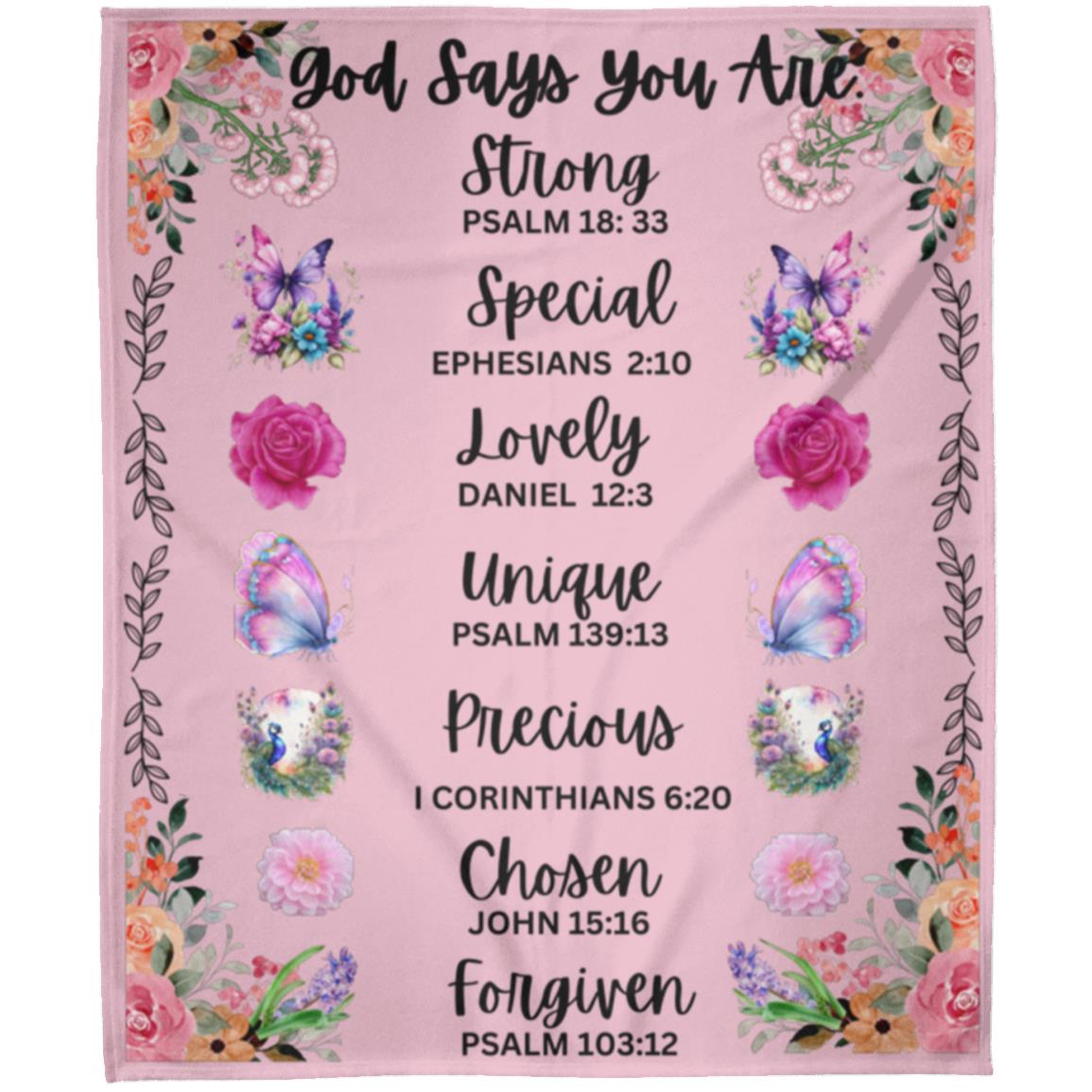 "God Says You Are"-Affirmation, 50 in x 60 in Arctic Fleece Blanket