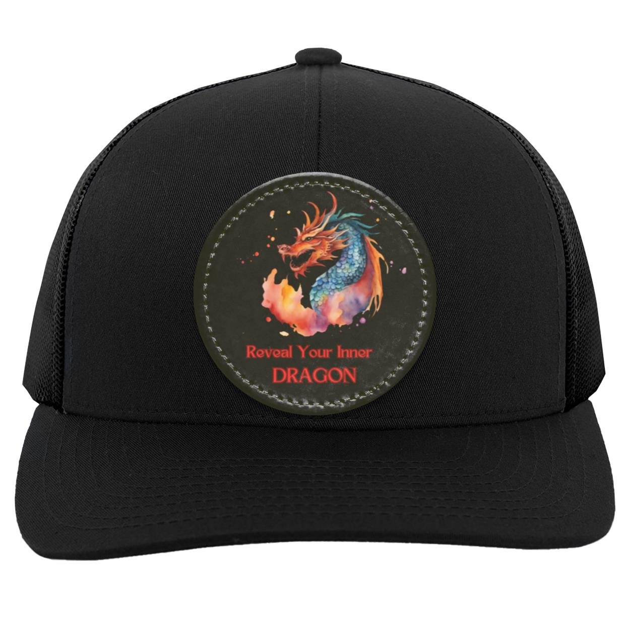 "Reveal Your Inner Dragon" Trucker Snap Back, with Black Vegan Leather Patch