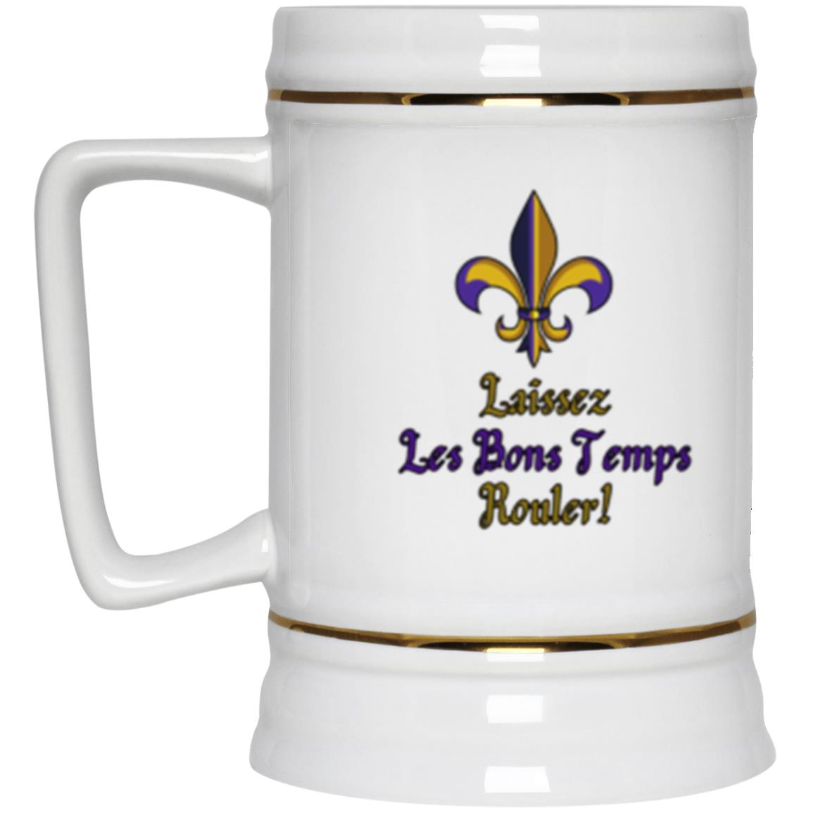 "Laissez Les Bons Temps Rouler" , double wrap design, 22oz Beer Stein