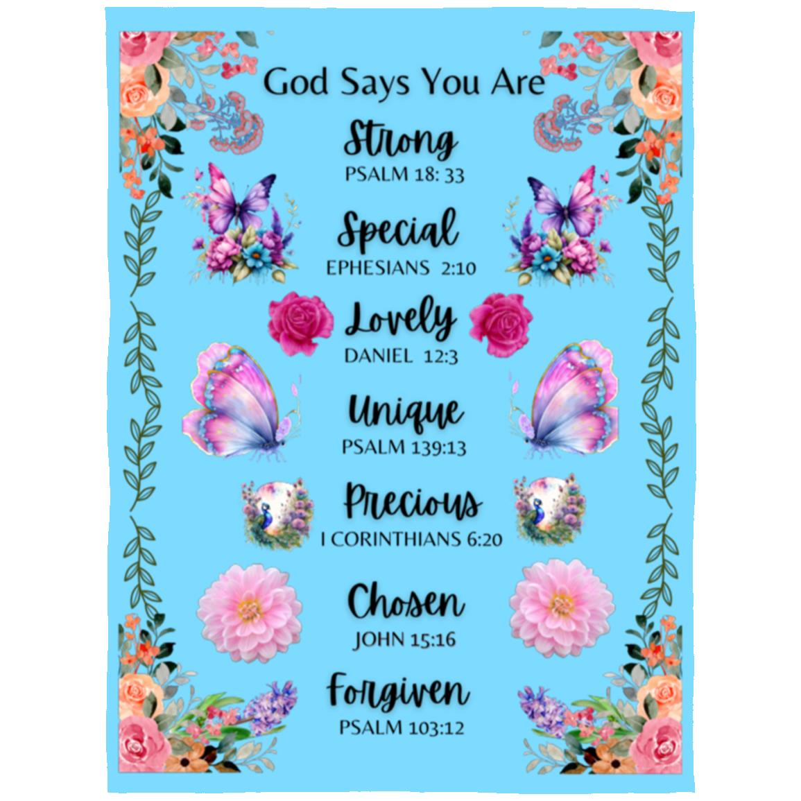 "God Says You Are"- Affirmation, Arctic Fleece Blanket  60 in x 80 in