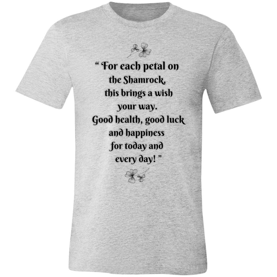 "Irish Blessing -Shamrock Wiseman" Unisex Jersey T-Shirt, Front and Back Design.