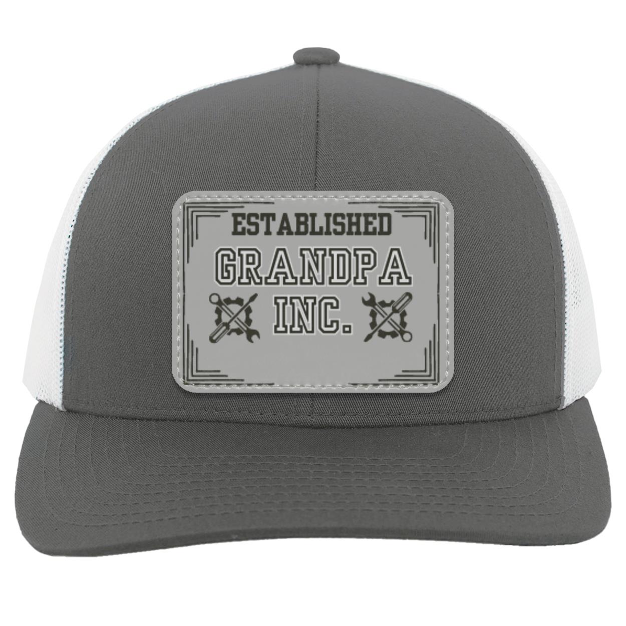 "Grandpa Inc." Trucker Snap Back - Personalized Gray Vegan Patch