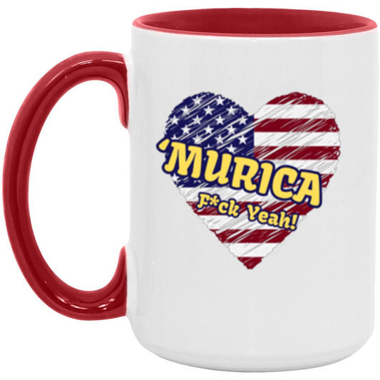 "MURICA" (yellow text) 15 oz White Ceramic Accent Mug