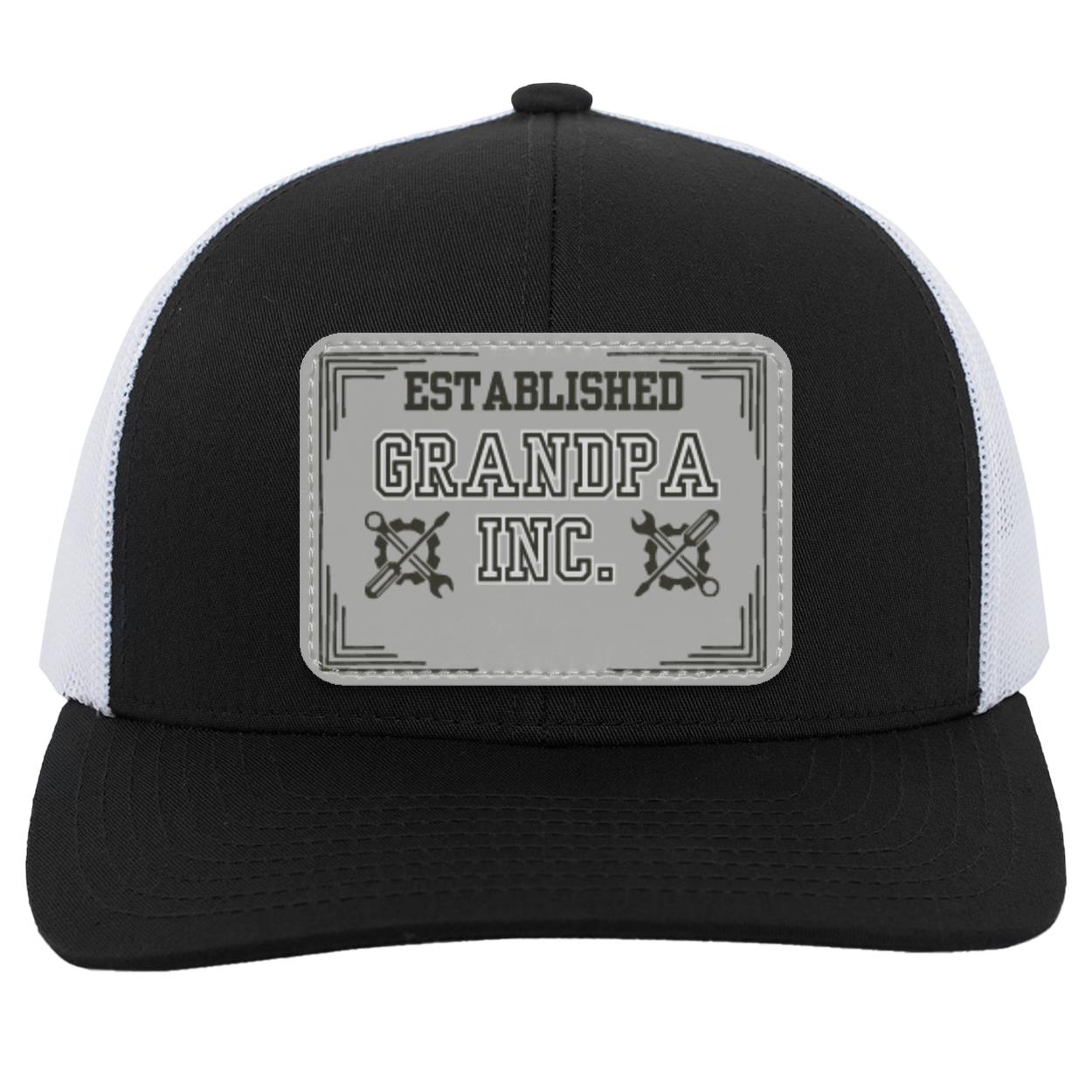 "Grandpa Inc." Trucker Snap Back - Personalized Gray Vegan Patch