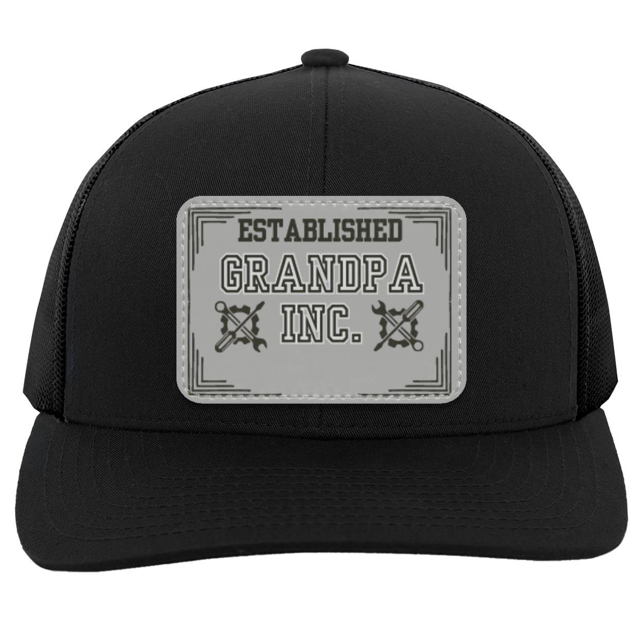 "Grandpa Inc." Trucker Snap Back - Personalized Gray Vegan Patch