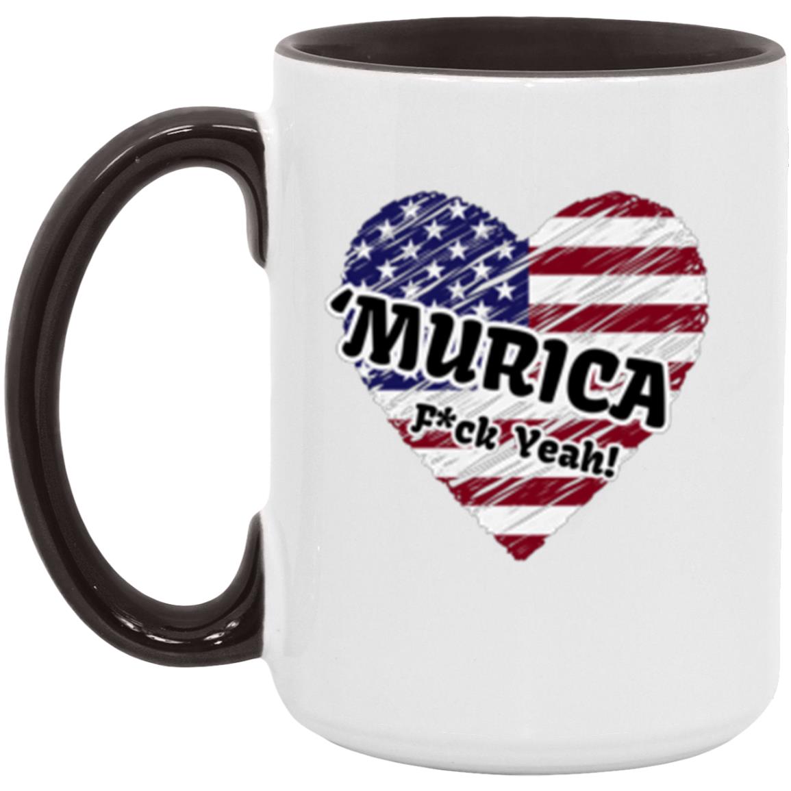 "MURICA" (black text) 15 oz White Ceramic, Accent Mug