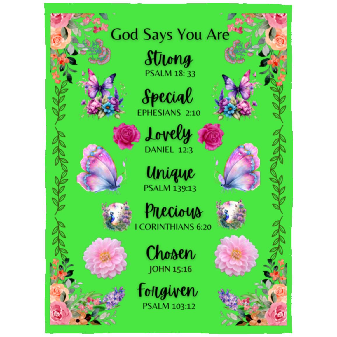 "God Says You Are"- Affirmation, Arctic Fleece Blanket  60 in x 80 in