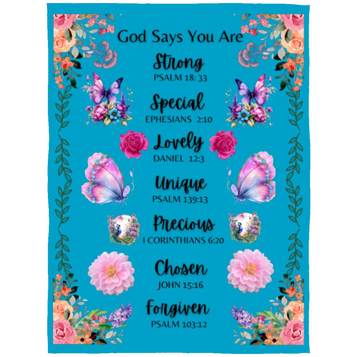 "God Says You Are"- Affirmation, Arctic Fleece Blanket  60 in x 80 in