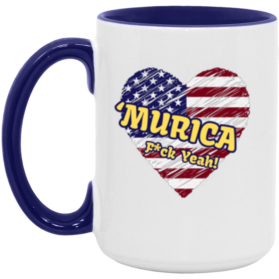 "MURICA" (yellow text) 15 oz White Ceramic Accent Mug