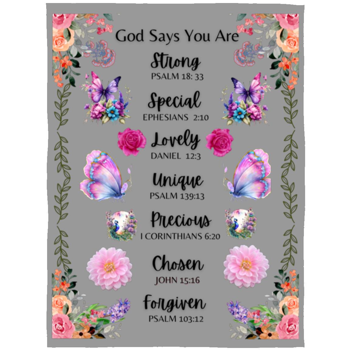 "God Says You Are"- Affirmation, Arctic Fleece Blanket  60 in x 80 in