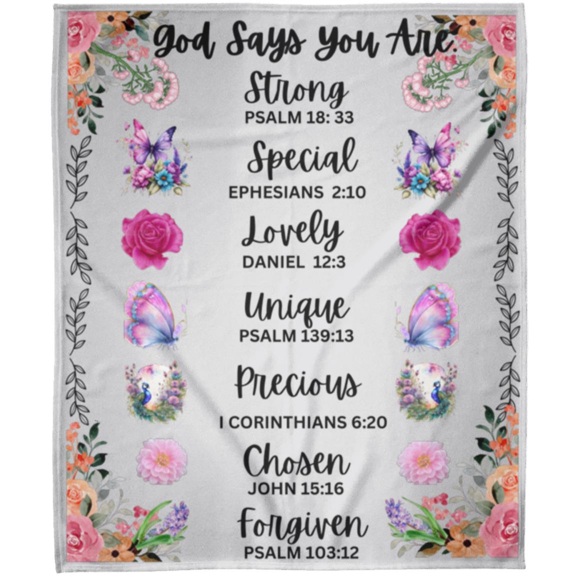 "God Says You Are"-Affirmation, 50 in x 60 in Arctic Fleece Blanket