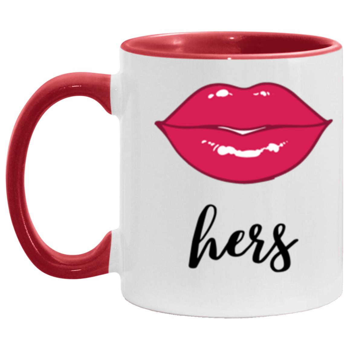 "Hers" wrap around design, 11 oz two-tone mug.