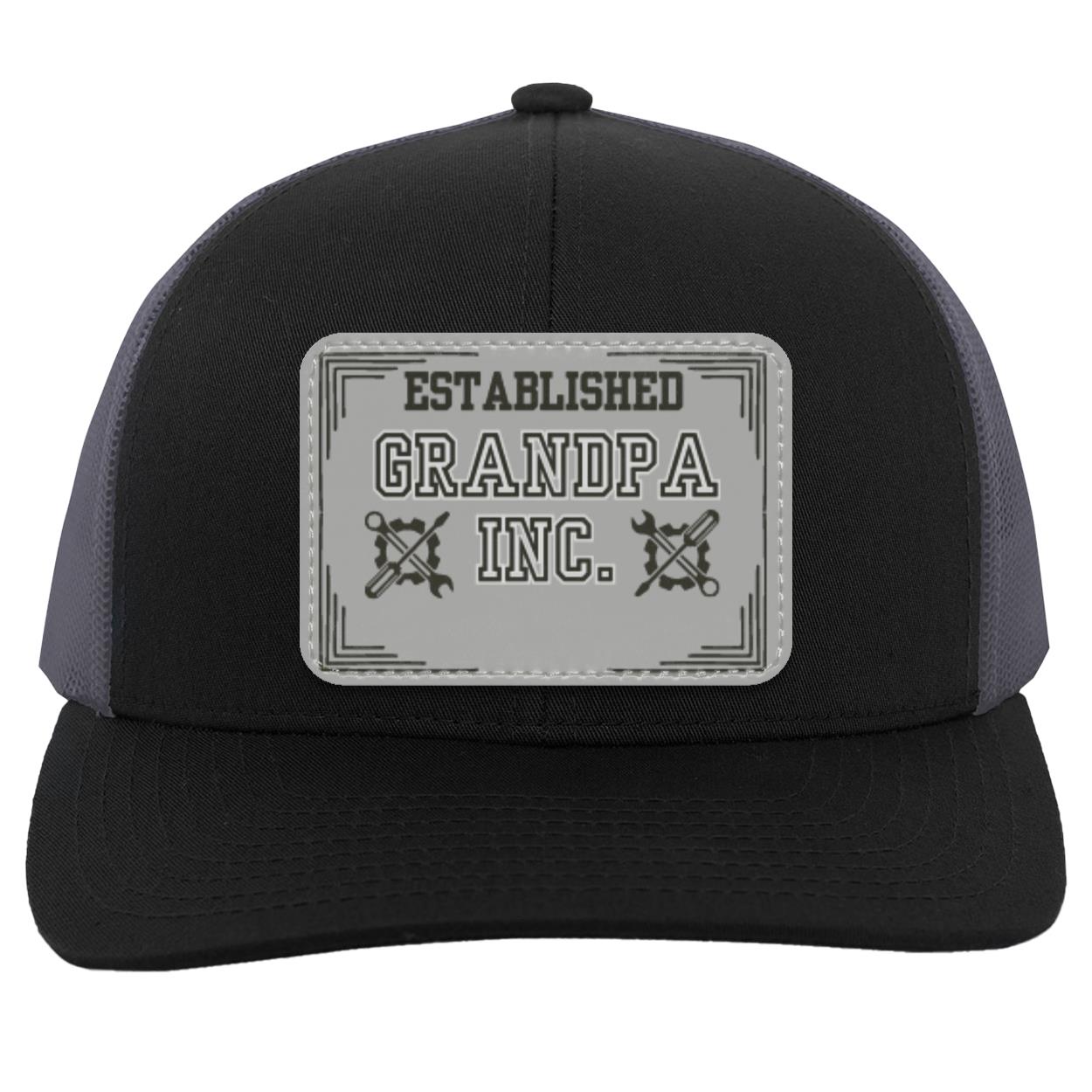 "Grandpa Inc." Trucker Snap Back - Personalized Gray Vegan Patch