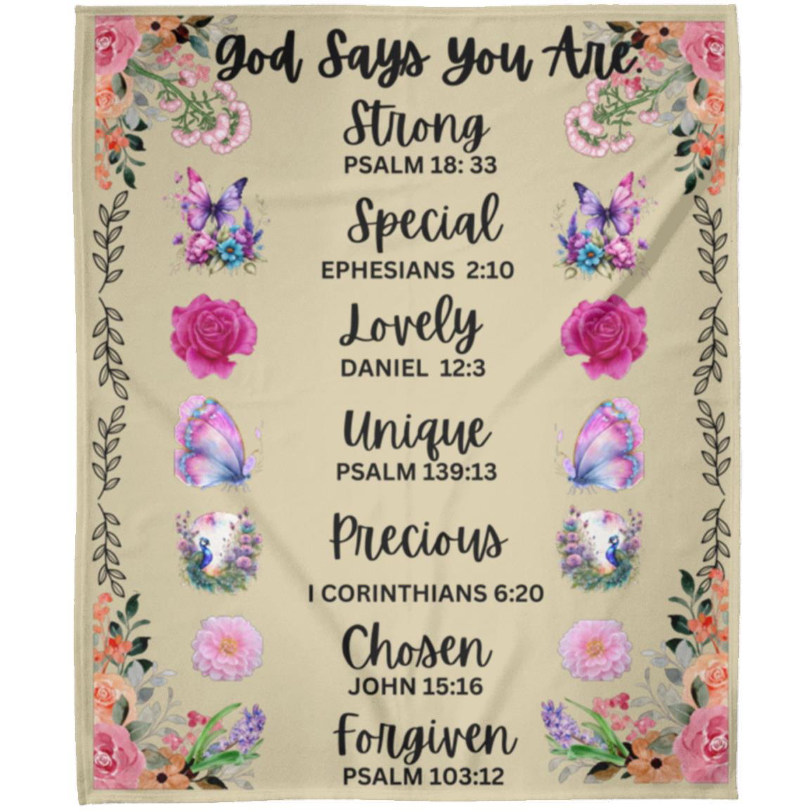 "God Says You Are"-Affirmation, 50 in x 60 in Arctic Fleece Blanket