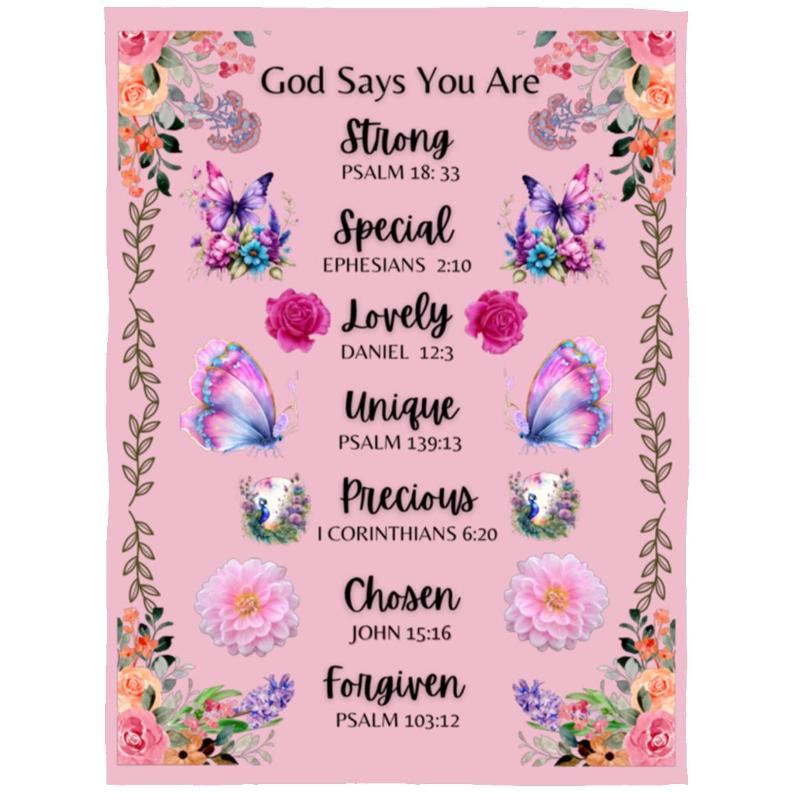 "God Says You Are"- Affirmation, Arctic Fleece Blanket  60 in x 80 in