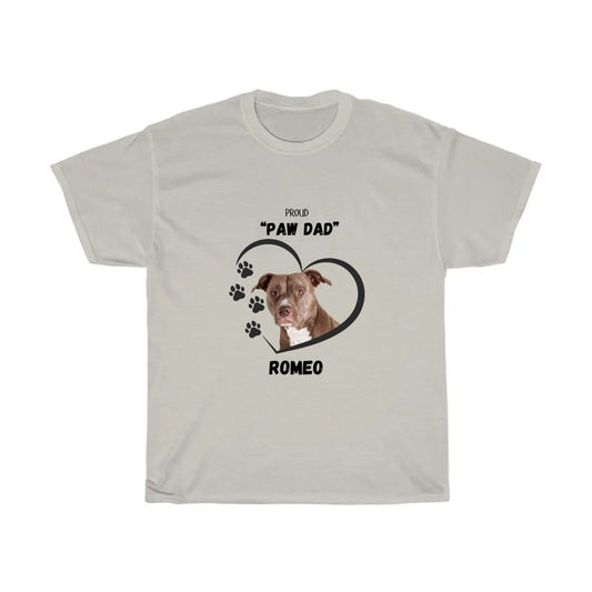 "PAW DAD" Pit Bull Personalized Heavy Cotton T-shirt