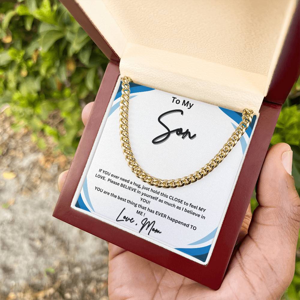 His heart melted when he read this! "To My Son, Love Mom"- Cuban Link Necklace