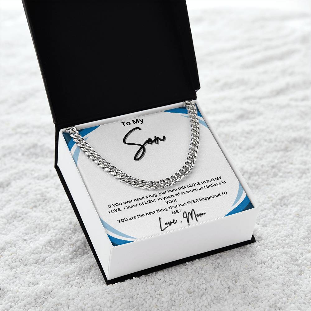 His heart melted when he read this! "To My Son, Love Mom"- Cuban Link Necklace