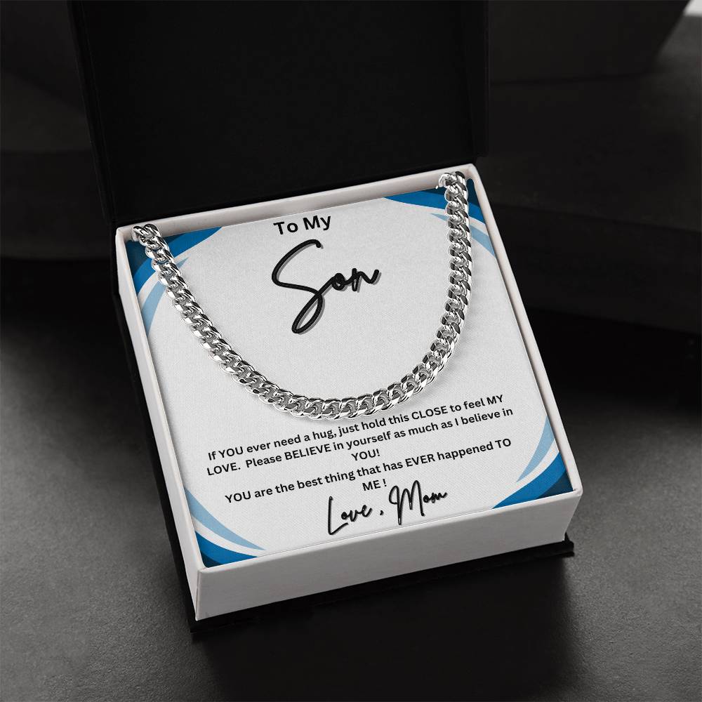 His heart melted when he read this! "To My Son, Love Mom"- Cuban Link Necklace