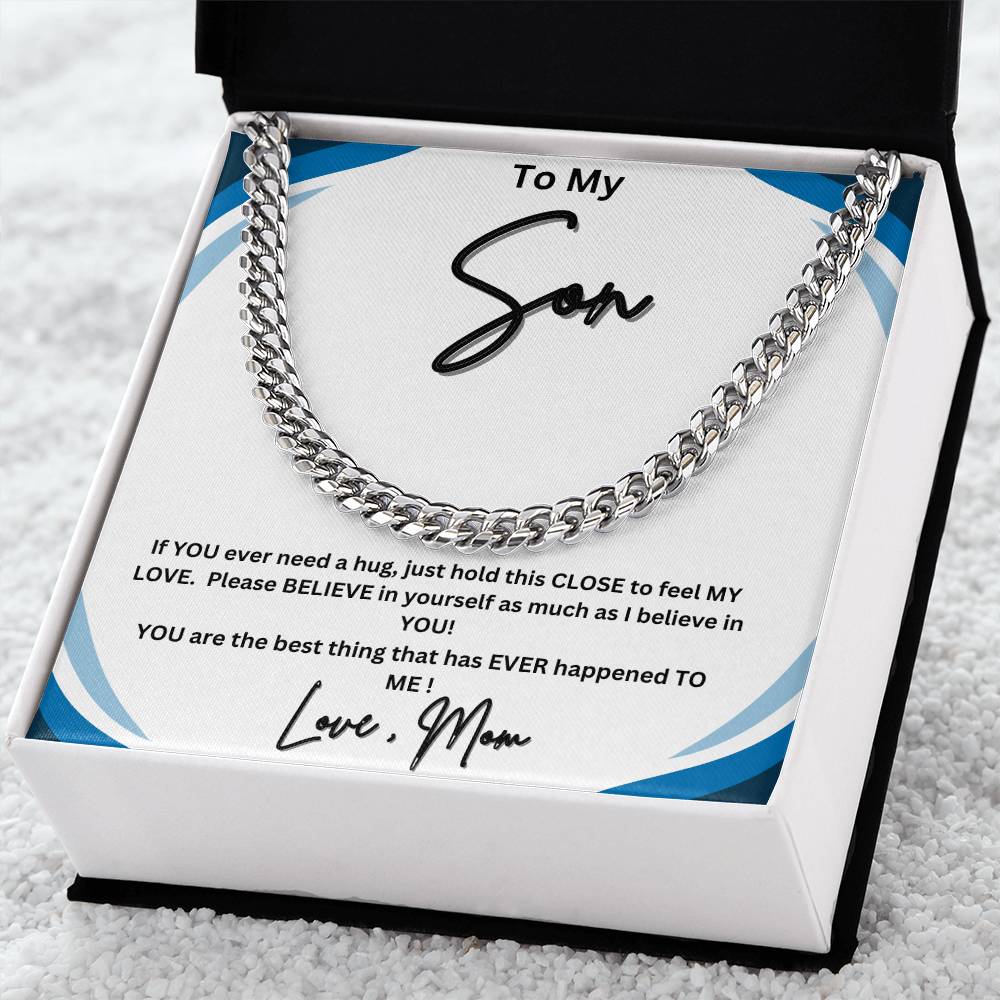 His heart melted when he read this! "To My Son, Love Mom"- Cuban Link Necklace