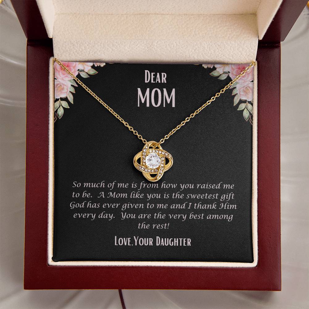 "She cried when she opened the box and read this." Love Knot Necklace.