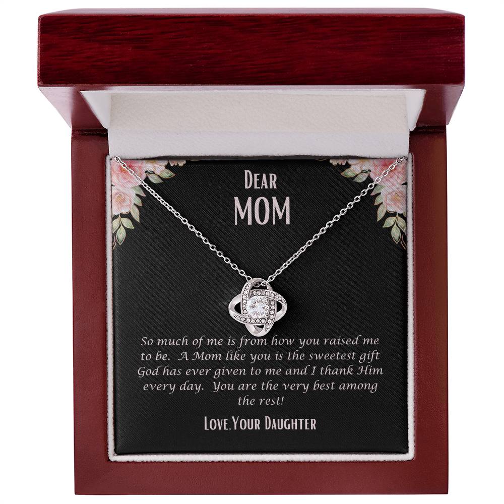 "She cried when she opened the box and read this." Love Knot Necklace.