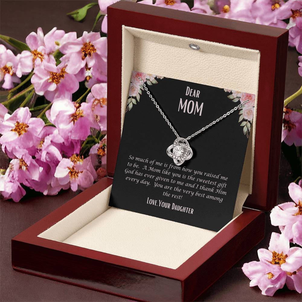 "She cried when she opened the box and read this." Love Knot Necklace.