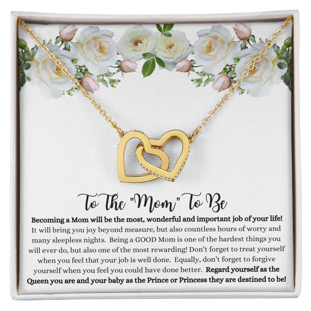 To The "Mom To Be" Interlocking Hearts Necklace,  She couldn't stop crying when she read this!