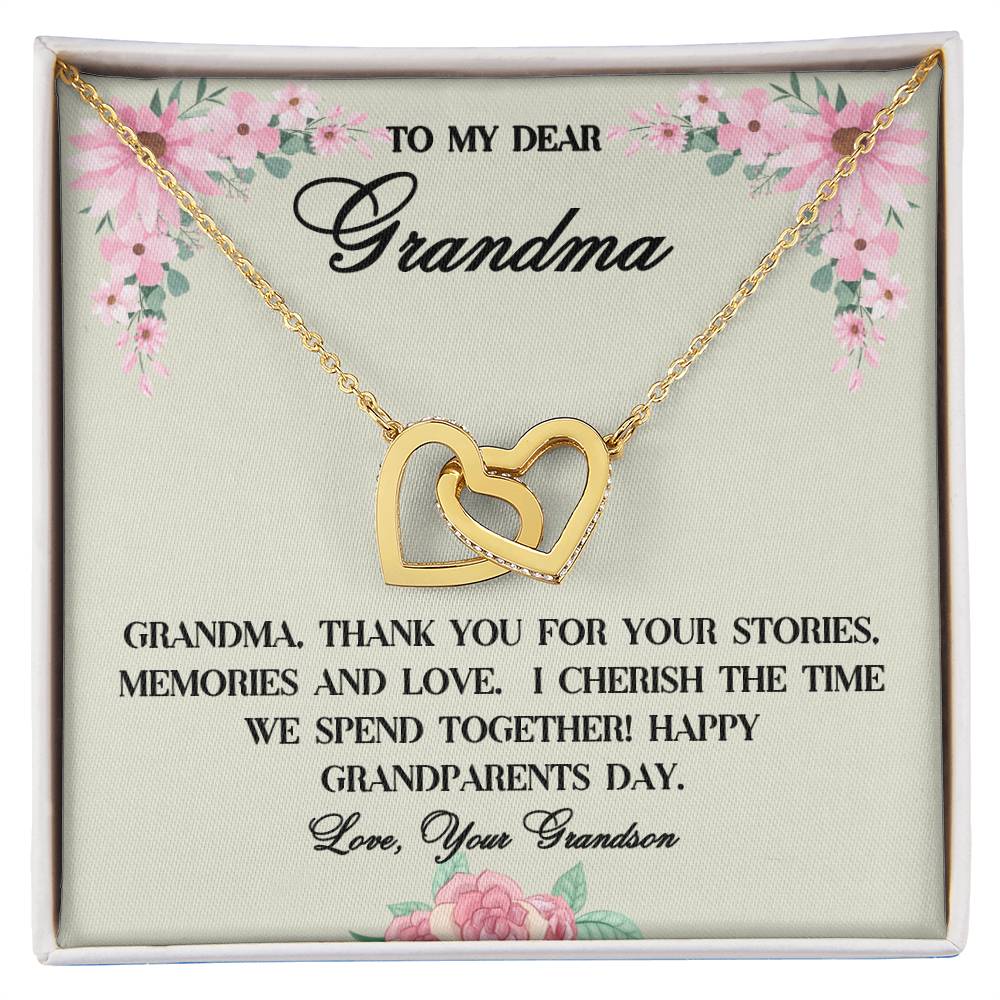 "She cried when she read this!"  Interlocking Hearts Necklace (Yellow and White Gold Variants), From Grandson