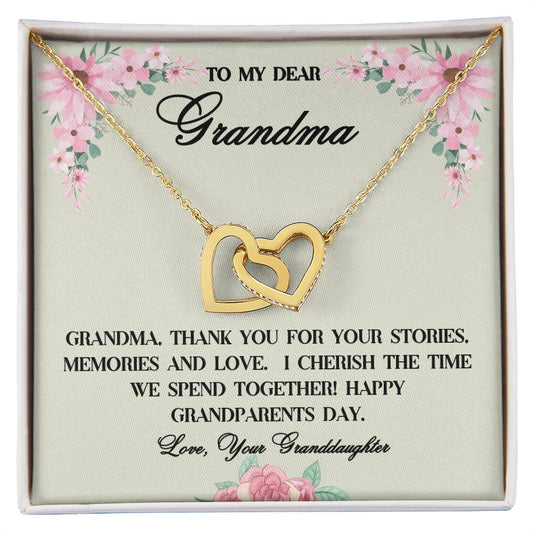 "She cried when she read this!"  Interlocking Hearts Necklace (Yellow and White Gold Variants), From Granddaughter