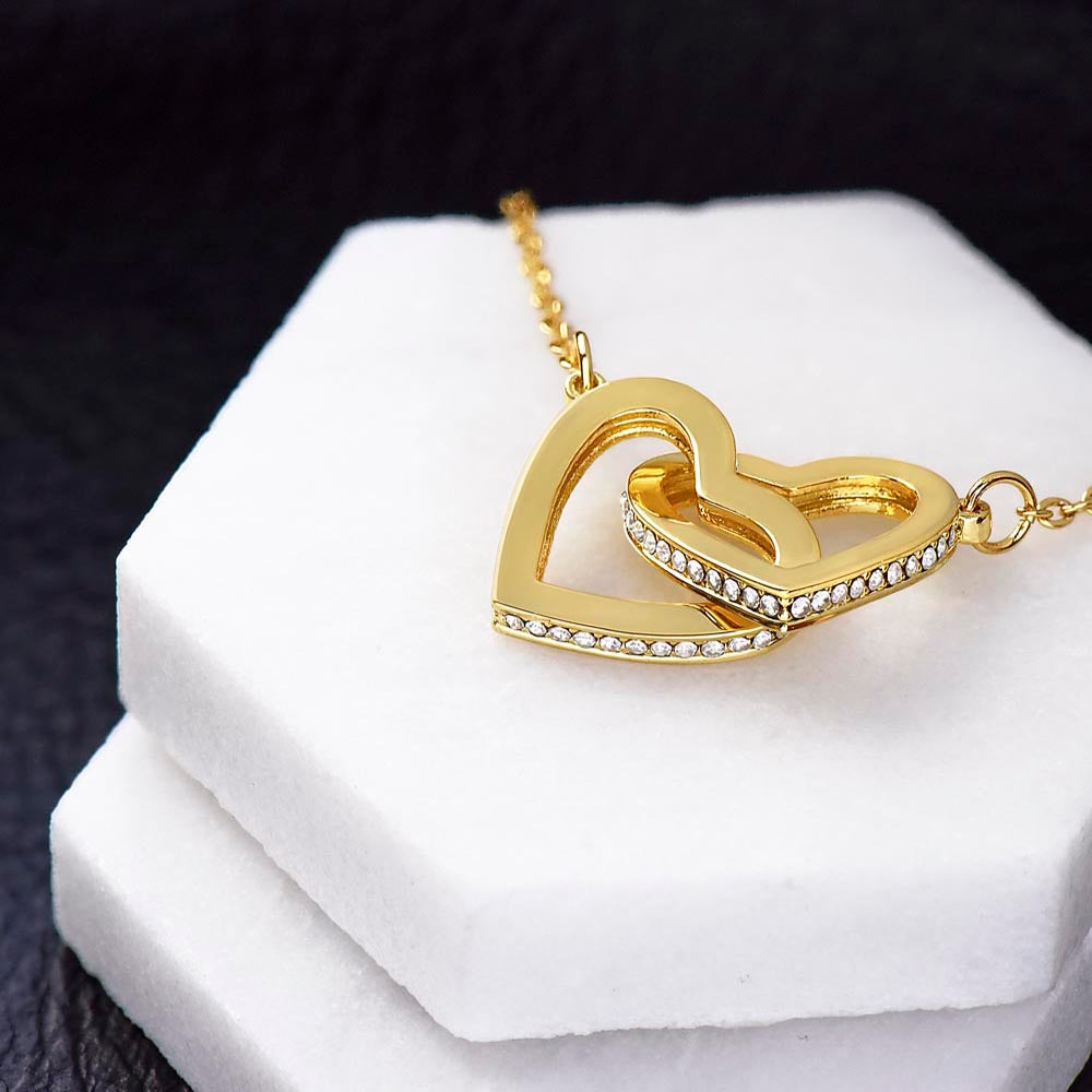 She will tear- up when she opens the box and reads this!  "To The New Mom To Be "- Interlocking Hearts Necklace