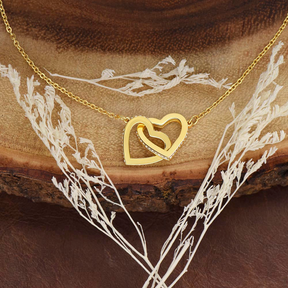 "She cried when she read this!"  Interlocking Hearts Necklace (Yellow and White Gold Variants), From Grandson