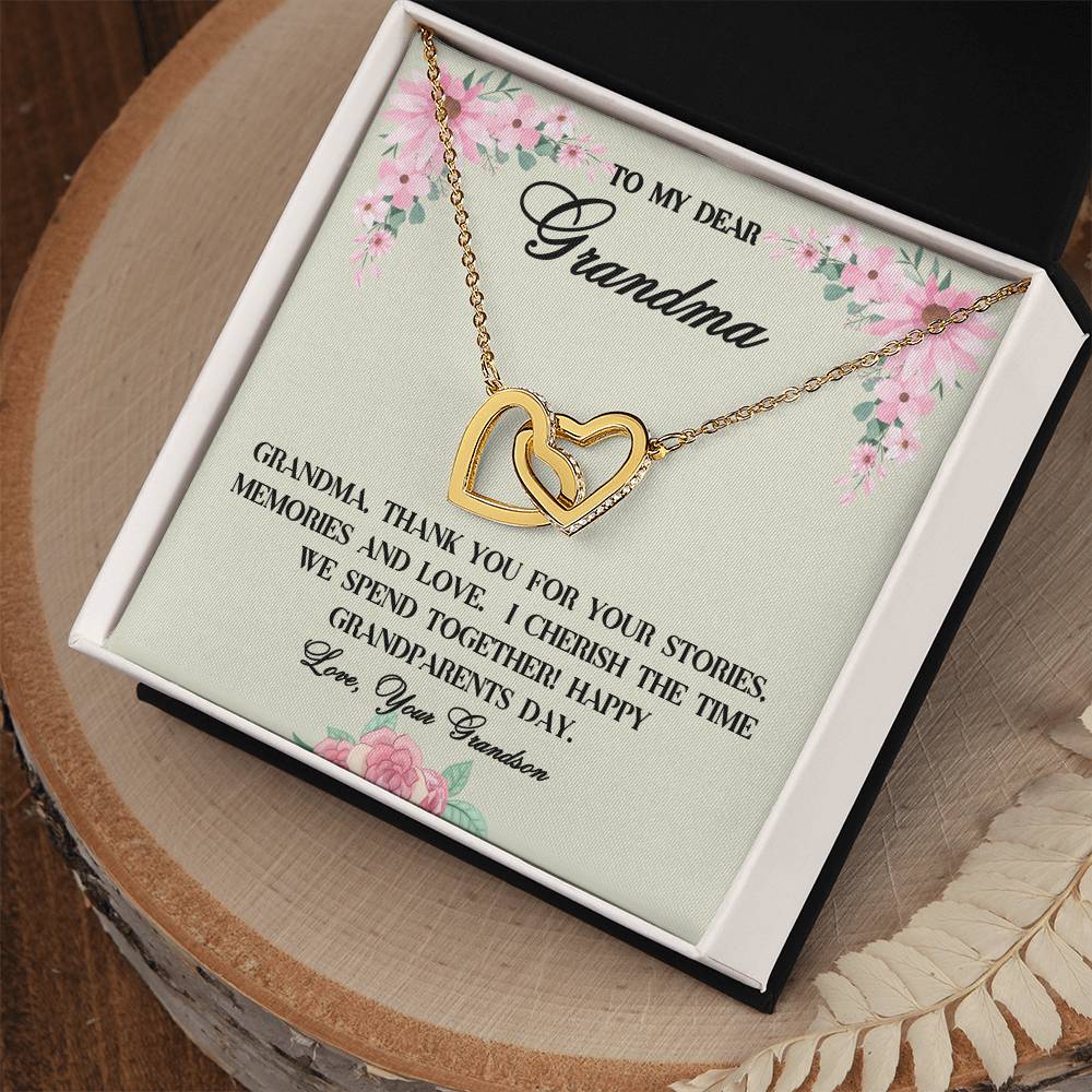 "She cried when she read this!"  Interlocking Hearts Necklace (Yellow and White Gold Variants), From Grandson