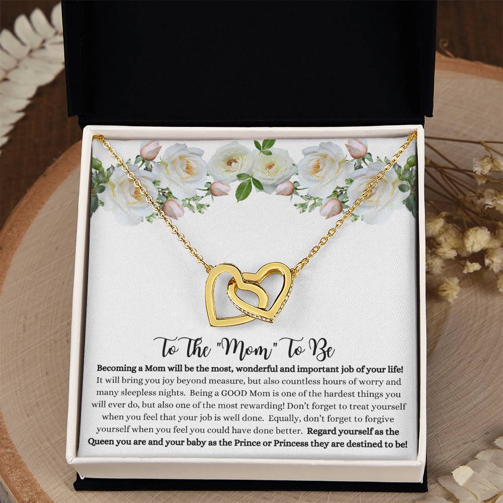 To The "Mom To Be" Interlocking Hearts Necklace,  She couldn't stop crying when she read this!