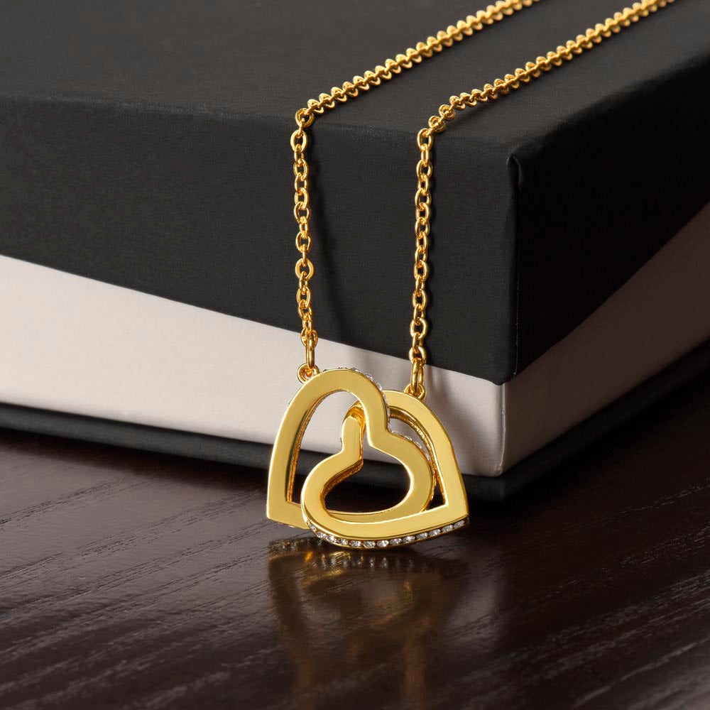 "She cried when she read this!"  Interlocking Hearts Necklace (Yellow and White Gold Variants), From Grandson