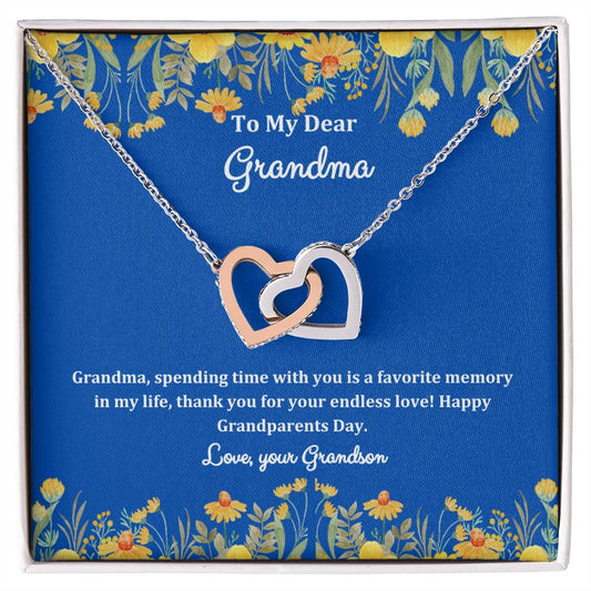 "She cried when she opened the box and read this!" Interlocking Hearts Necklace (Yellow and White Variants), From Grandson