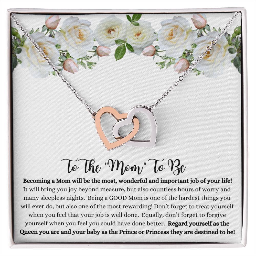 To The "Mom To Be" Interlocking Hearts Necklace,  She couldn't stop crying when she read this!