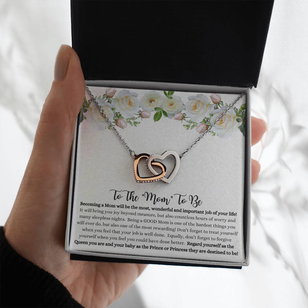 To The "Mom To Be" Interlocking Hearts Necklace,  She couldn't stop crying when she read this!