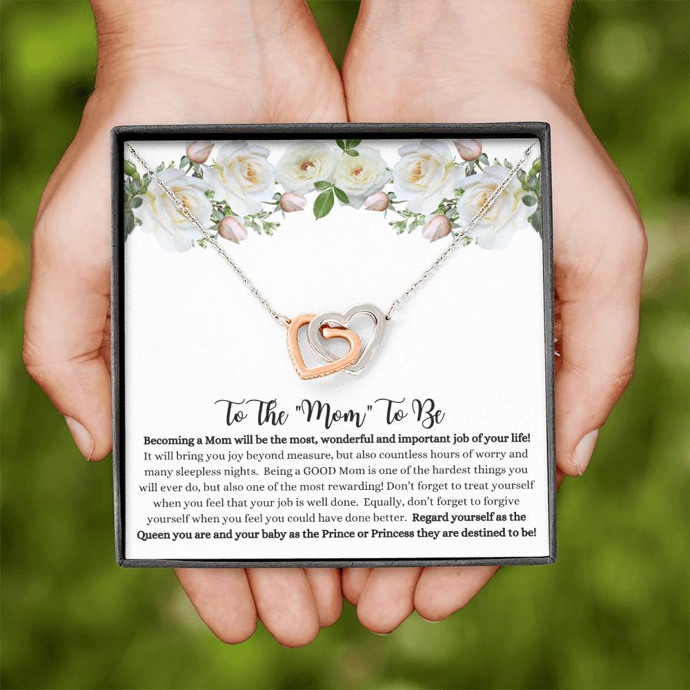 To The "Mom To Be" Interlocking Hearts Necklace,  She couldn't stop crying when she read this!