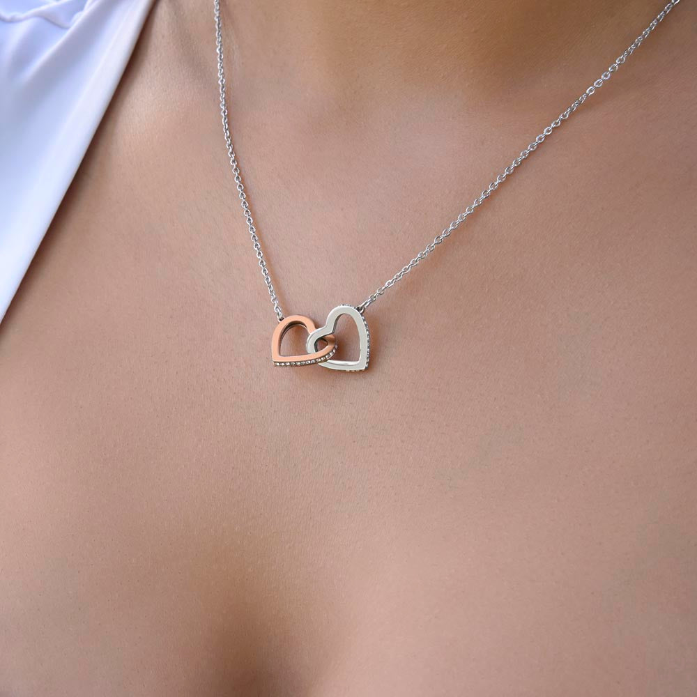 She will tear- up when she opens the box and reads this!  "To The New Mom To Be "- Interlocking Hearts Necklace