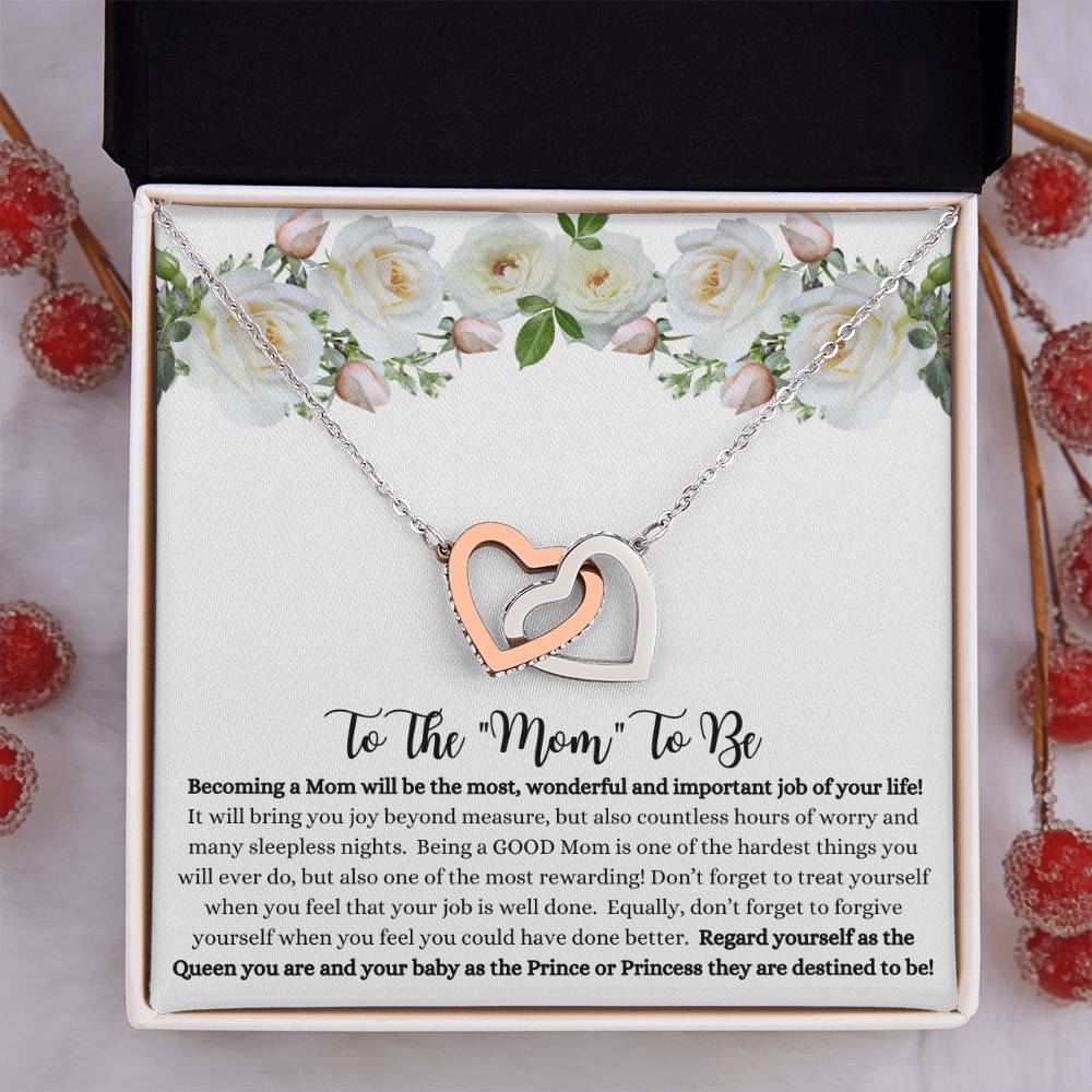 To The "Mom To Be" Interlocking Hearts Necklace,  She couldn't stop crying when she read this!