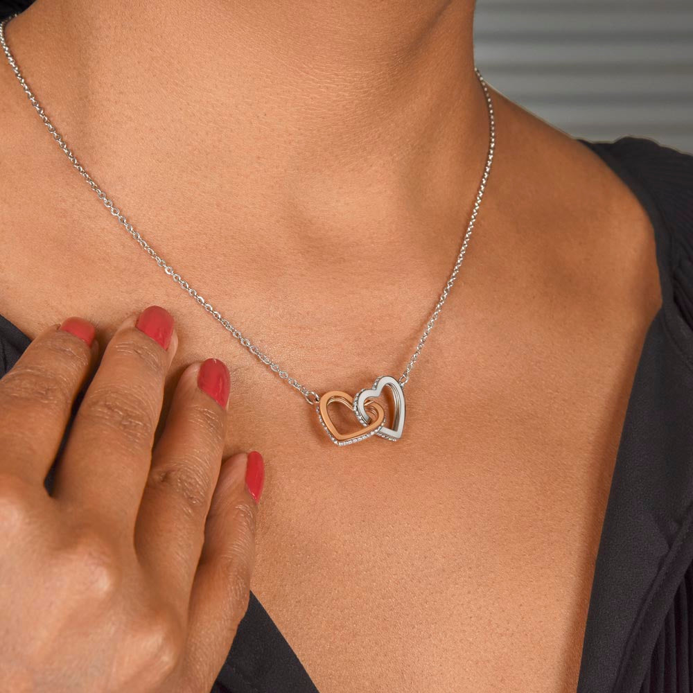 "She cried when she read this!"  Interlocking Hearts Necklace (Yellow and White Gold Variants), From Grandson