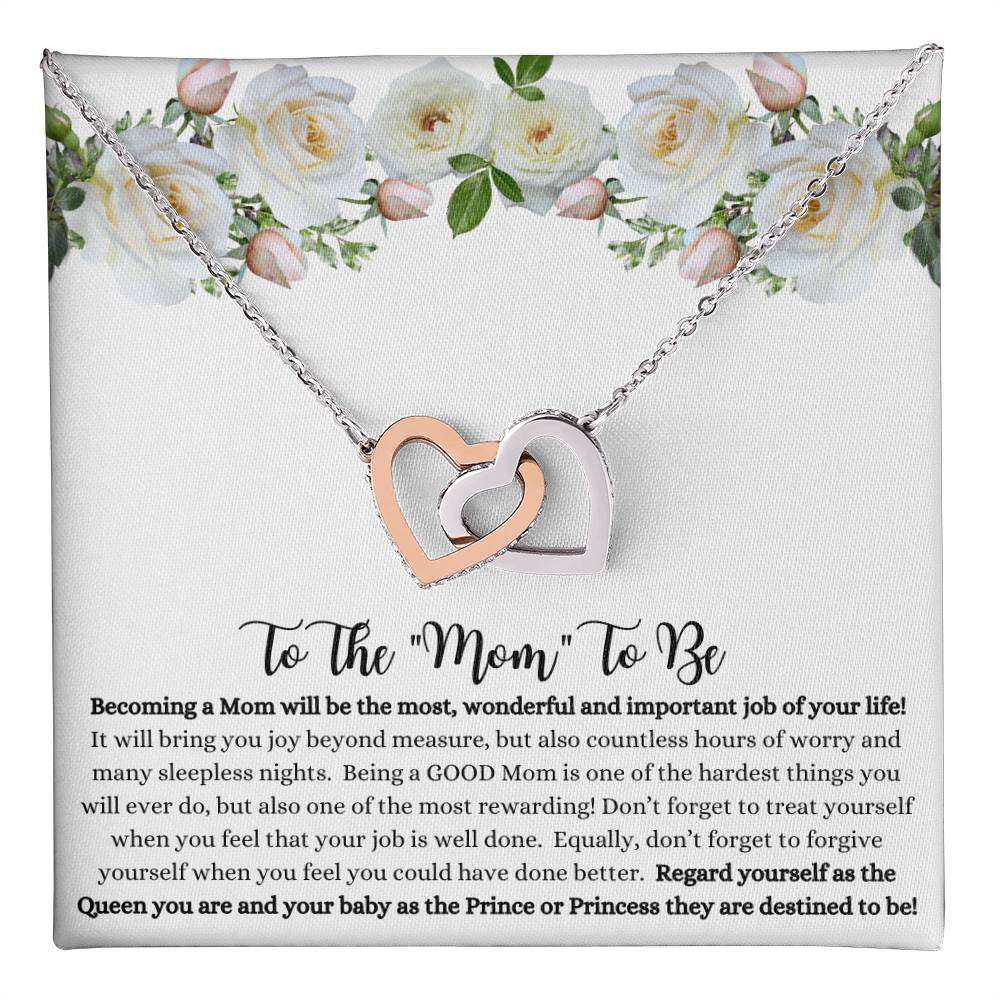 To The "Mom To Be" Interlocking Hearts Necklace,  She couldn't stop crying when she read this!