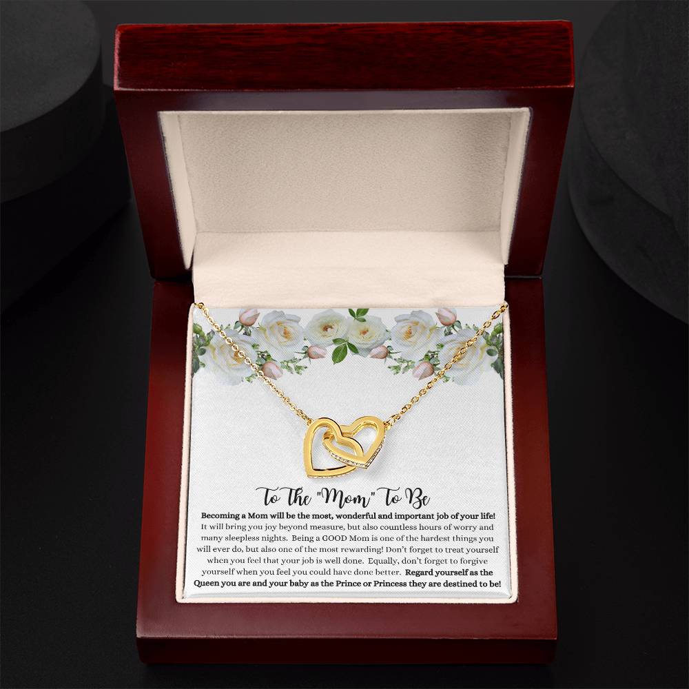 To The "Mom To Be" Interlocking Hearts Necklace,  She couldn't stop crying when she read this!